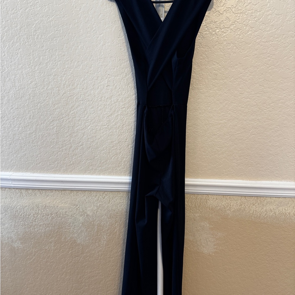 Lulu's black V-Neck Jumpsuit